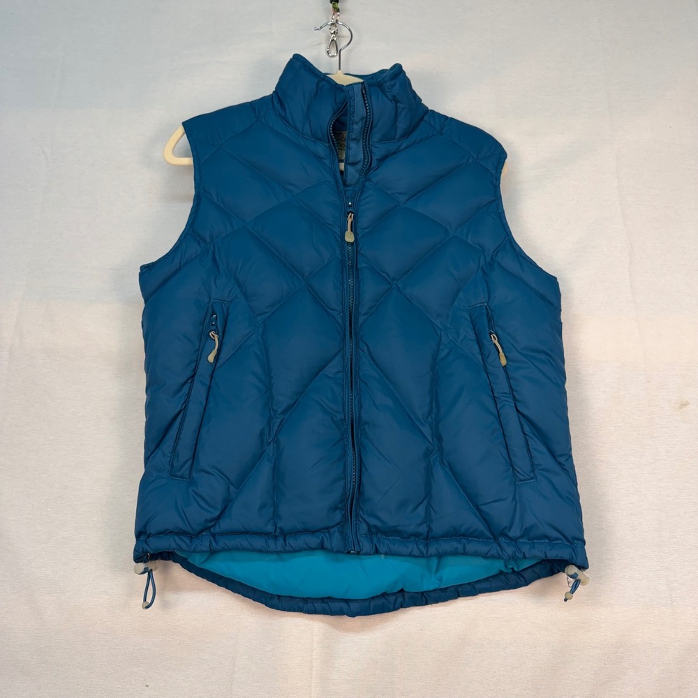 Cabelas Goose Down Puffer Vest Womens Small Teal Blue 550 Fill Quilted 971954